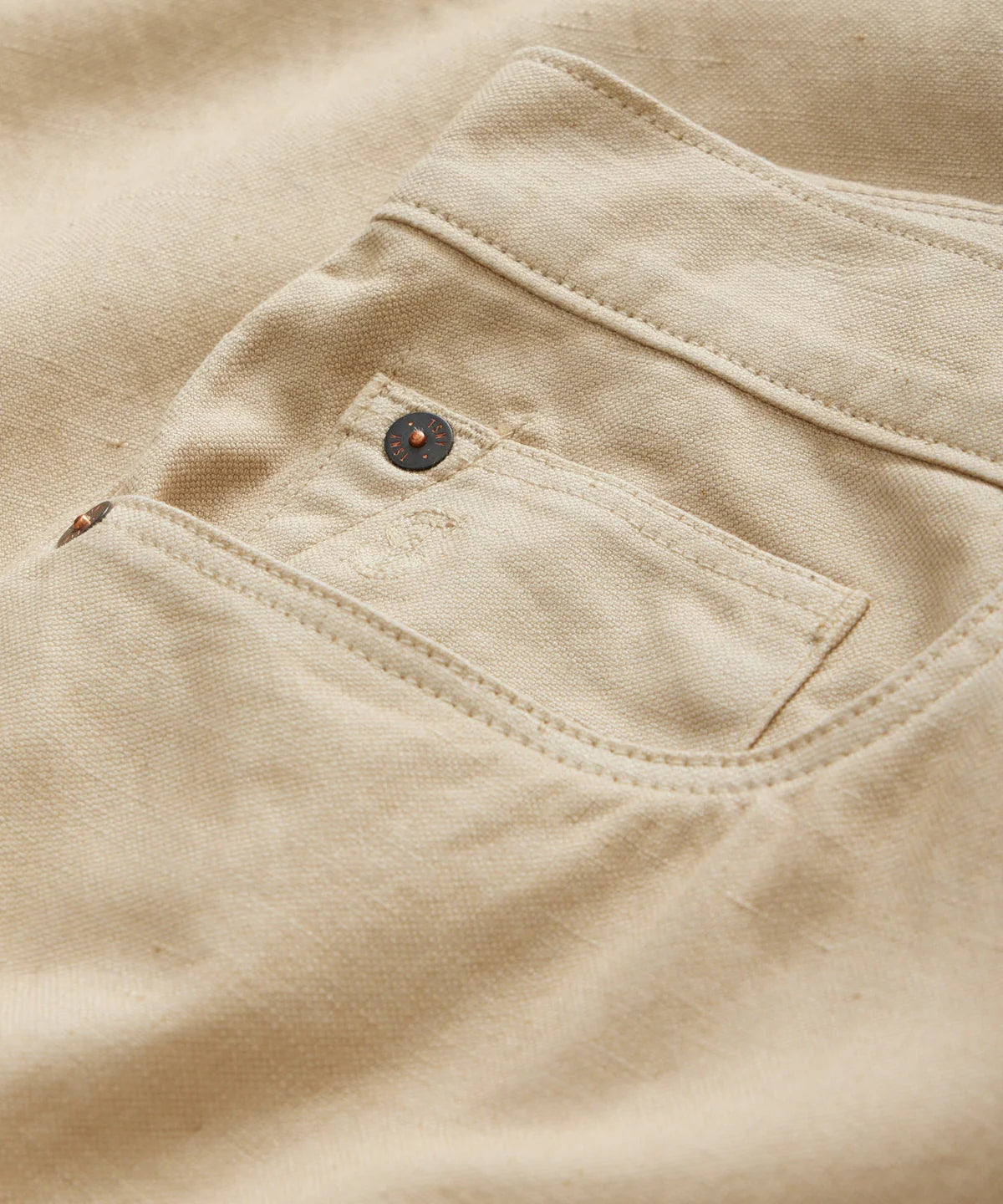 TODD SNYDER SLIM 5-POCKET COTTON LINEN PANT IN KHAKI