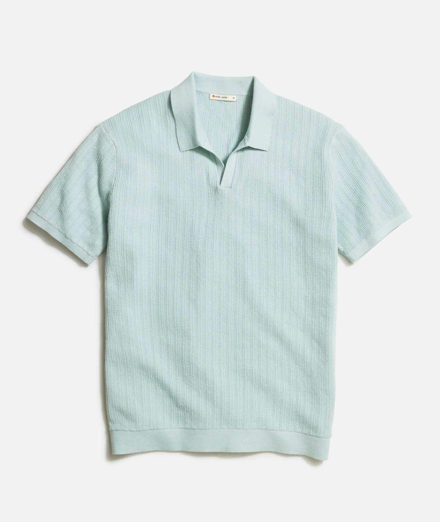 MARINE LAYER LIAM SWEATER POLO IN EUCALYPTUS