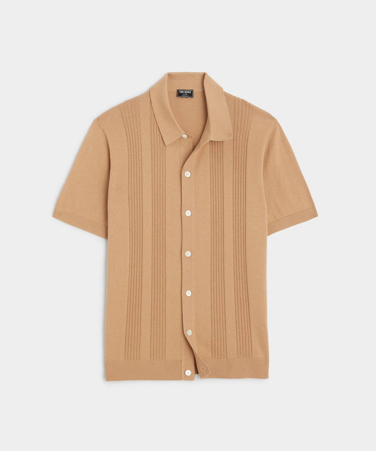 TODD SNYDER SILK COTTON RIBBED FULL PLACKET POLO IN PINE CONE