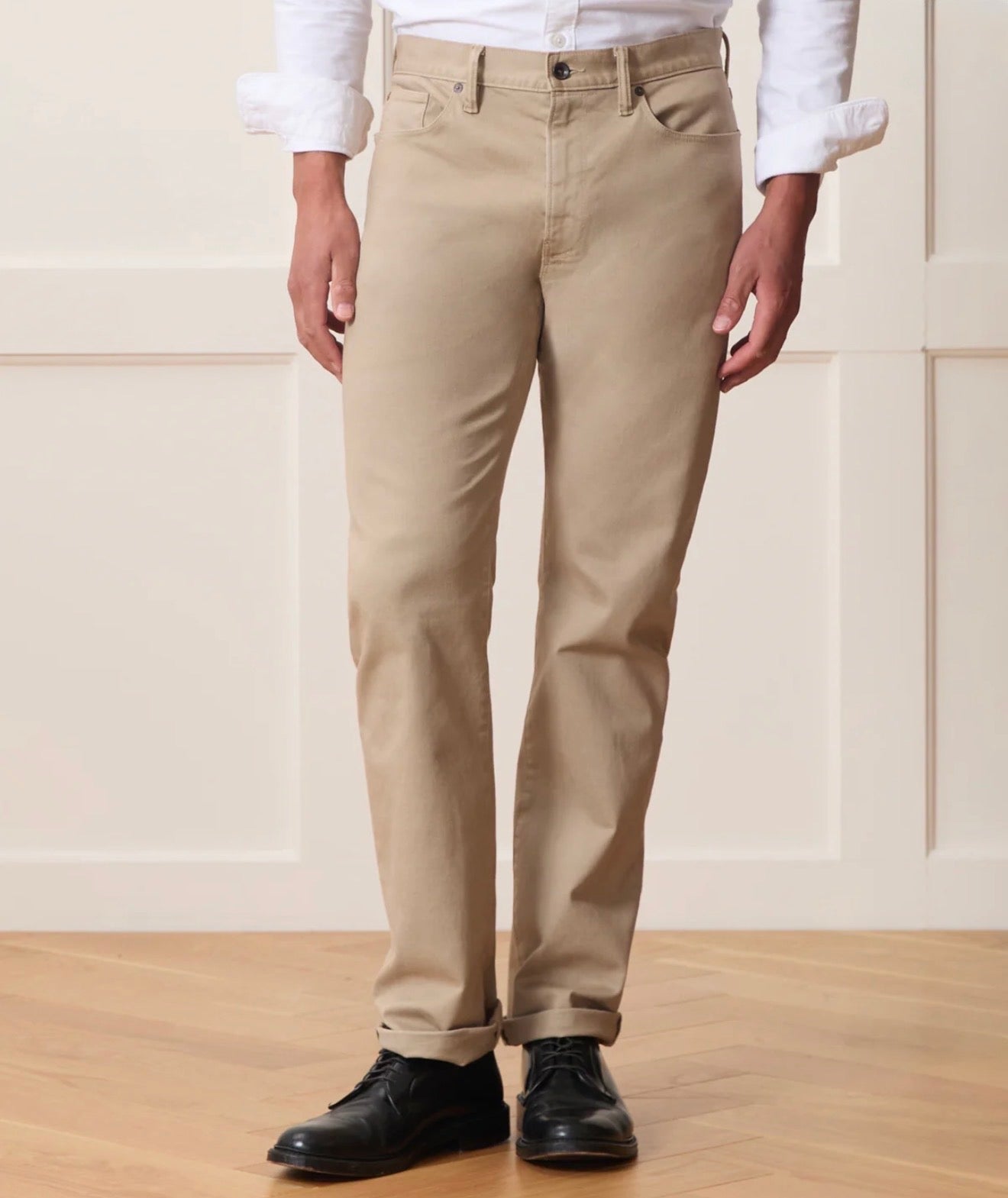 TODD SNYDER STRAIGHT FIT 5-POCKET CHINO IN CASUAL KHAKI in CASUAL KHAKI — view 2