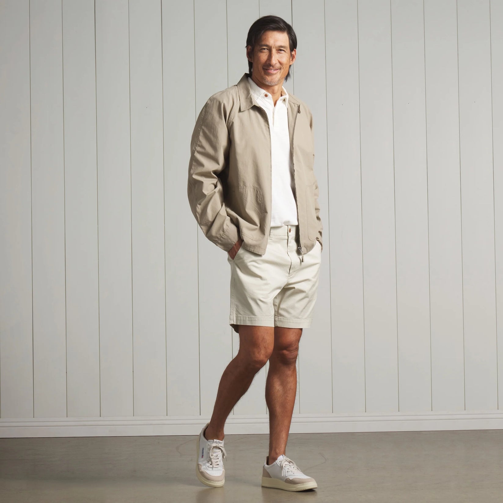 GRAYERS RETRO SHELL WINDBREAKER IN CEMENT in CEMENT — view 2