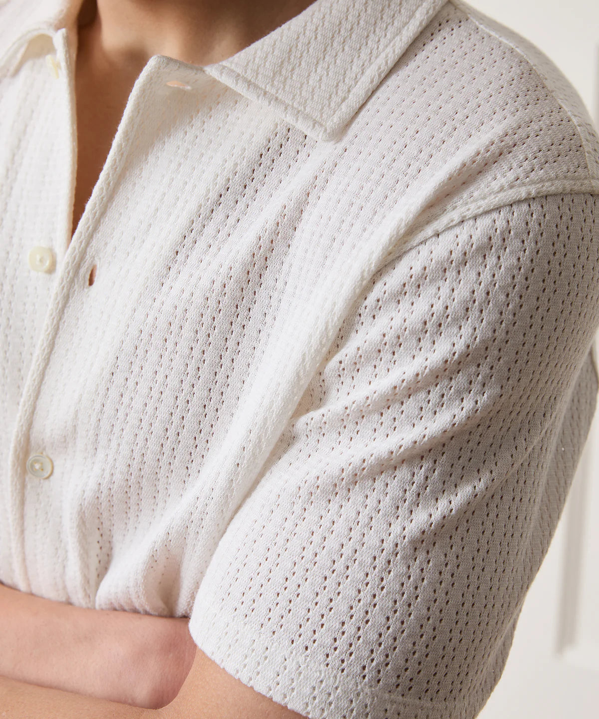 TODD SNYDER PORTUGUESE KNIT SHIRT IN IVORY in IVORY — view 3