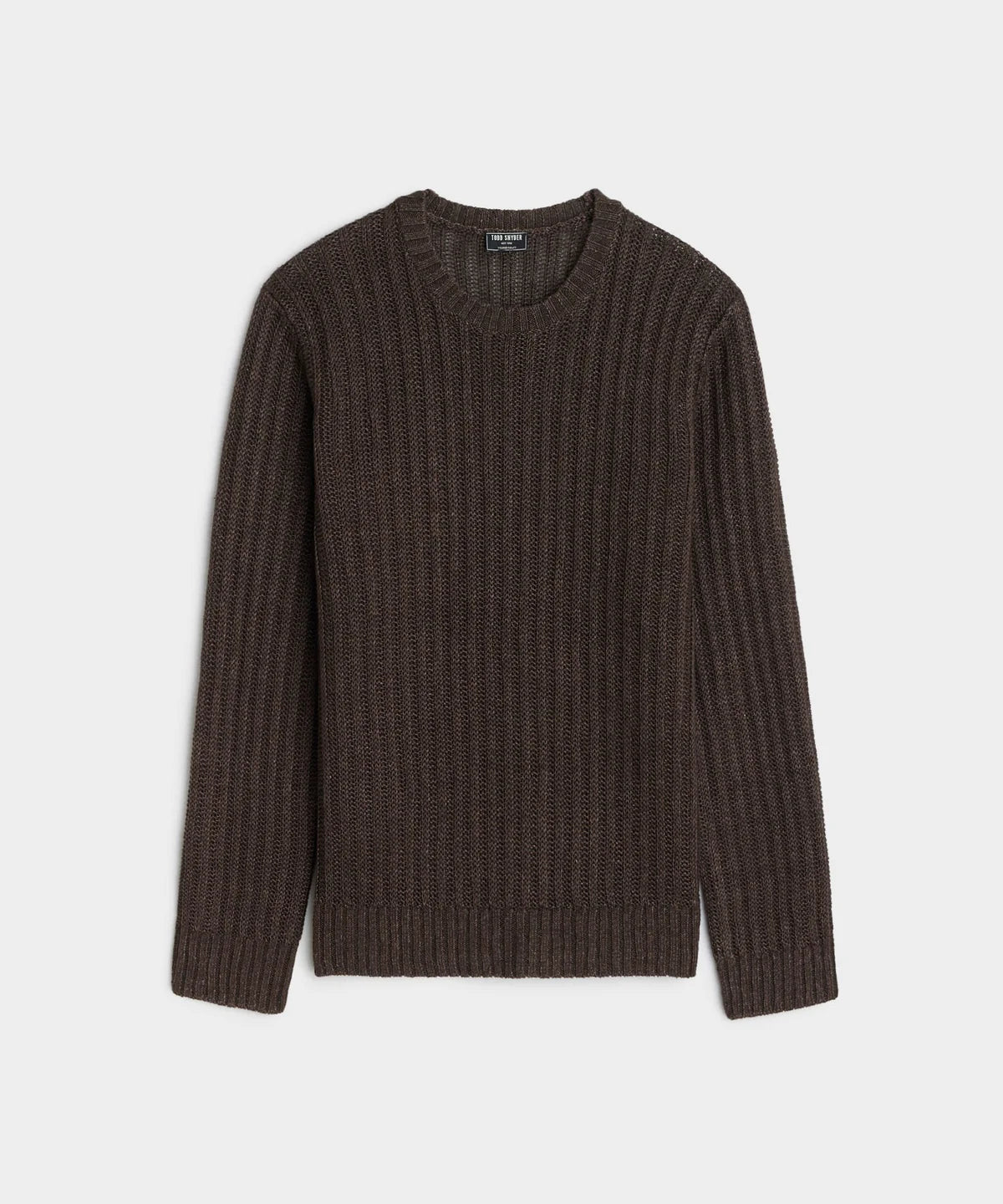 TODD SNYDER TEXTURED LINEN CREWNECK IN ESPRESSO BEAN in ESPRESSO BEAN — main product view