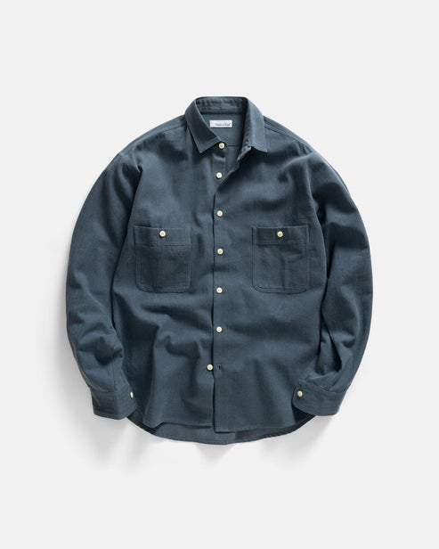 18 EAST ALBERTO "PER LAVORO" SHIRT IN DUSTY NAVY YARN DYED HBT MIL-SPEC COTTON product view