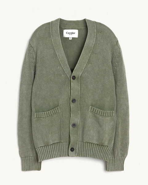 CORRIDOR ACID WASH CARDIGAN IN SEAFOAM