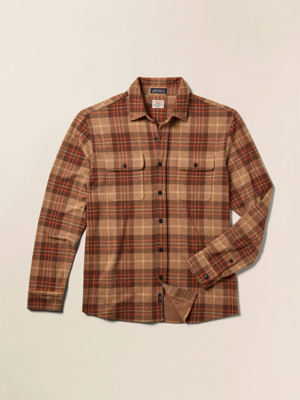 FAHERTY LEGEND SWEATER SHIRT IN CEDAR SANDS PLAID