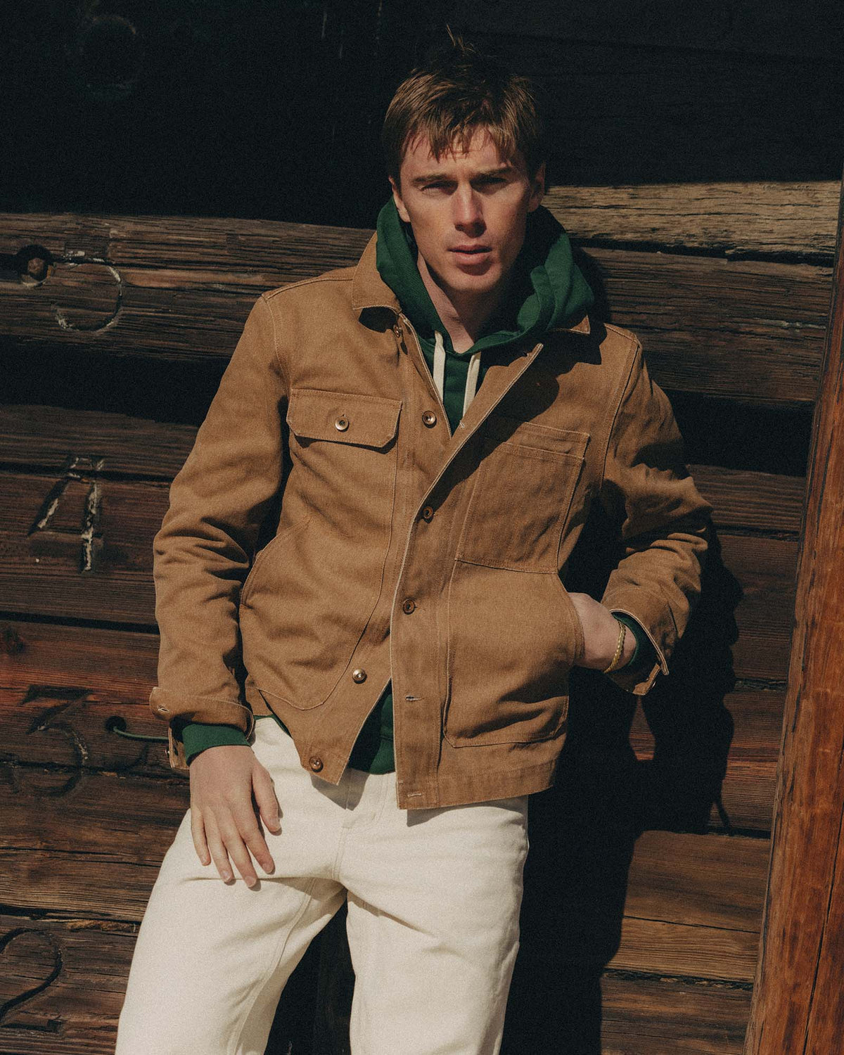 TAYLOR STITCH THE LONGSHORE JACKET IN TOBACCO CHIPPED CANVAS in TOBACCO CHIPPED CANVAS — view 2