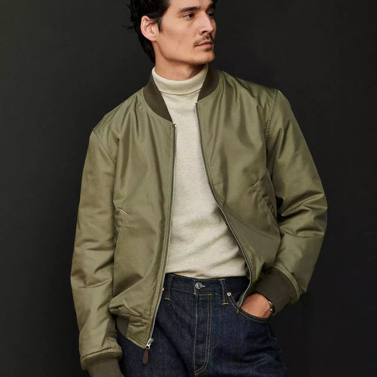 BUCK MASON STORM STOPPER BOMBER IN MUSHROOM in MUSHROOM — view 2