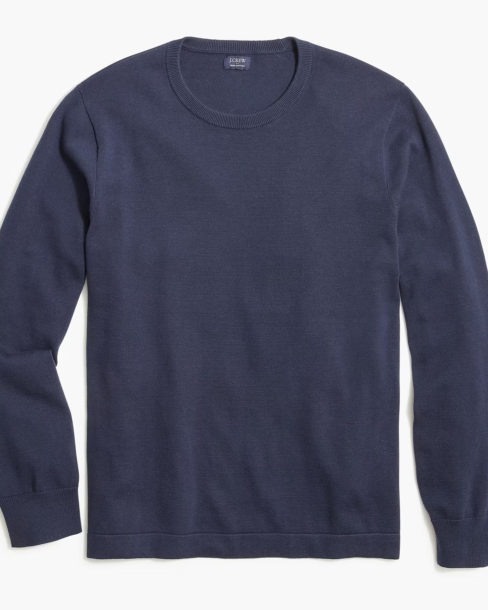 J. Crew J CREW COTTON CREWNECK SWEATER IN NAVY in NAVY — view 2