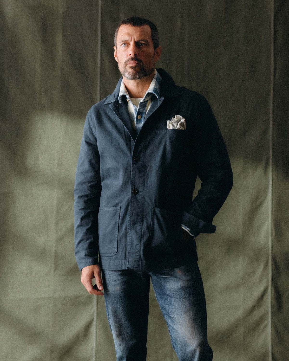 TAYLOR STITCH THE OJAI JACKET IN ORGANIC NAVY FOUNDATION TWILL