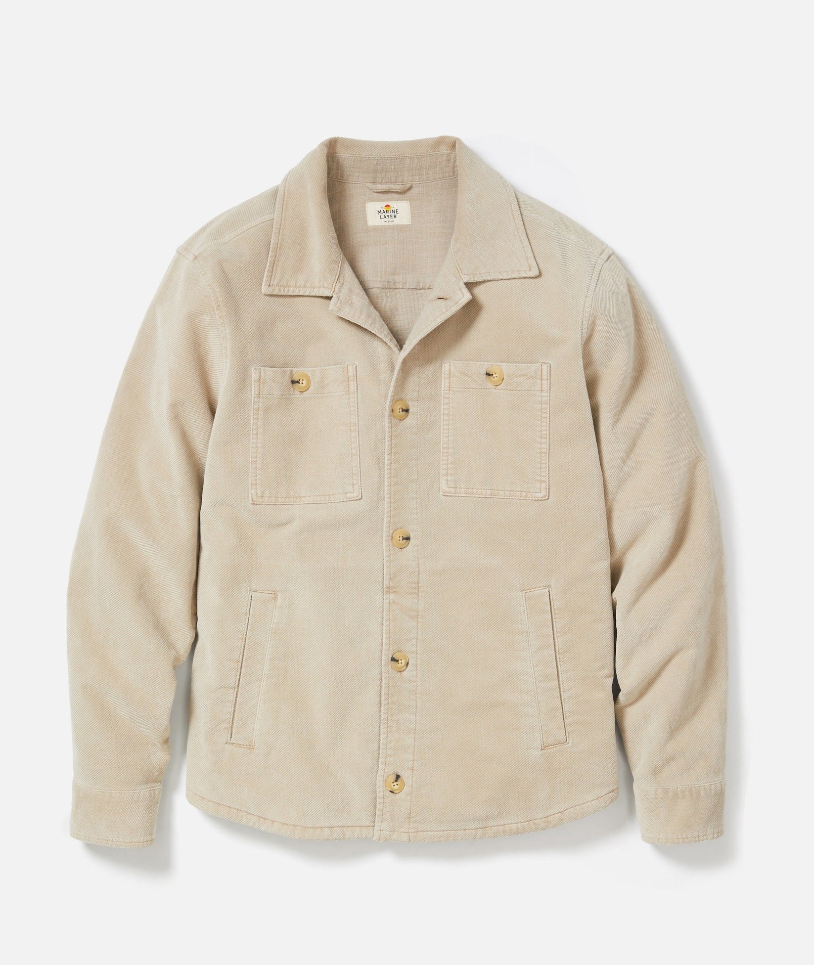 MARINE LAYER MAX MOLESKIN OVERSHIRT IN TAUPE in TAUPE — view 2