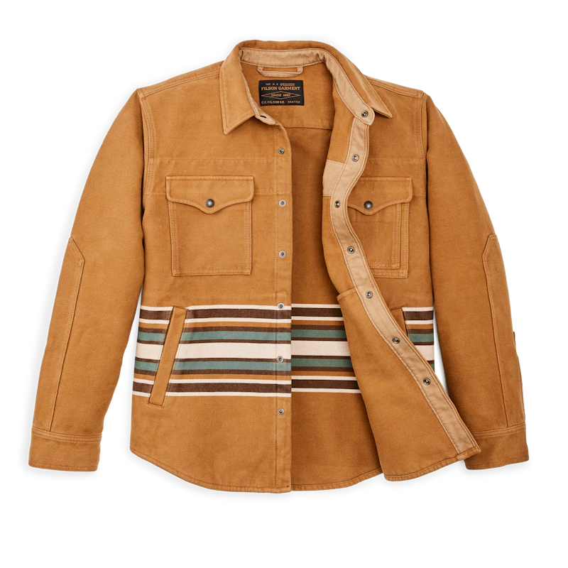 FILSON BEARTOOTH JAC-SHIRT IN GOLDEN BROWN MULTI STRIPE in GOLDEN BROWN MULTI STRIPE — view 3