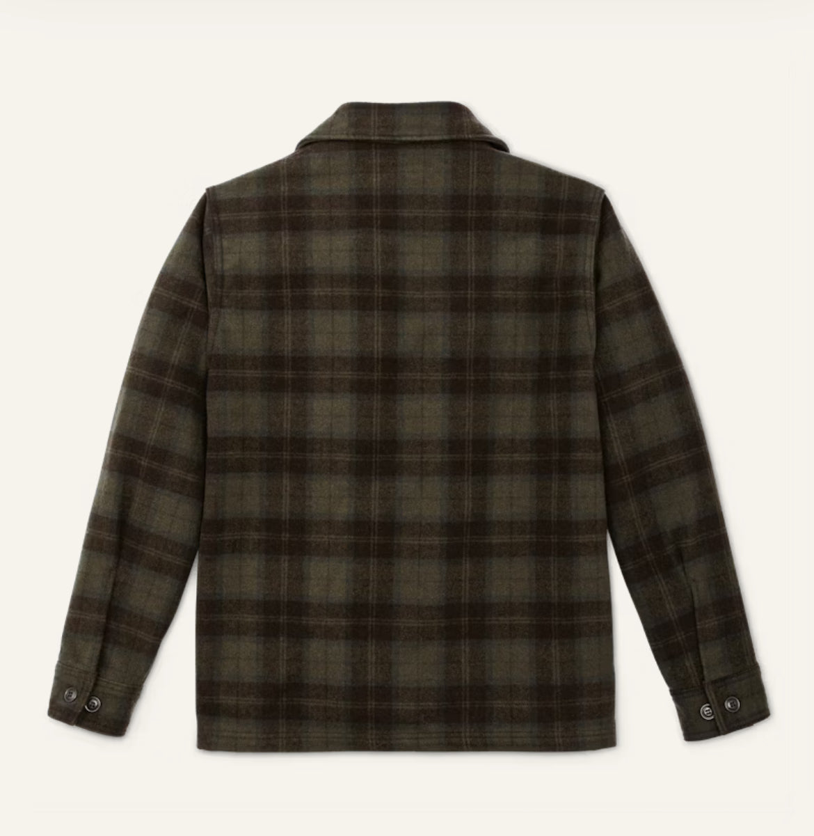 FILSON WOOL JAC-SHIRT IN OLIVE AND BROWN PLAID in OLIVE AND BROWN PLAID — view 2