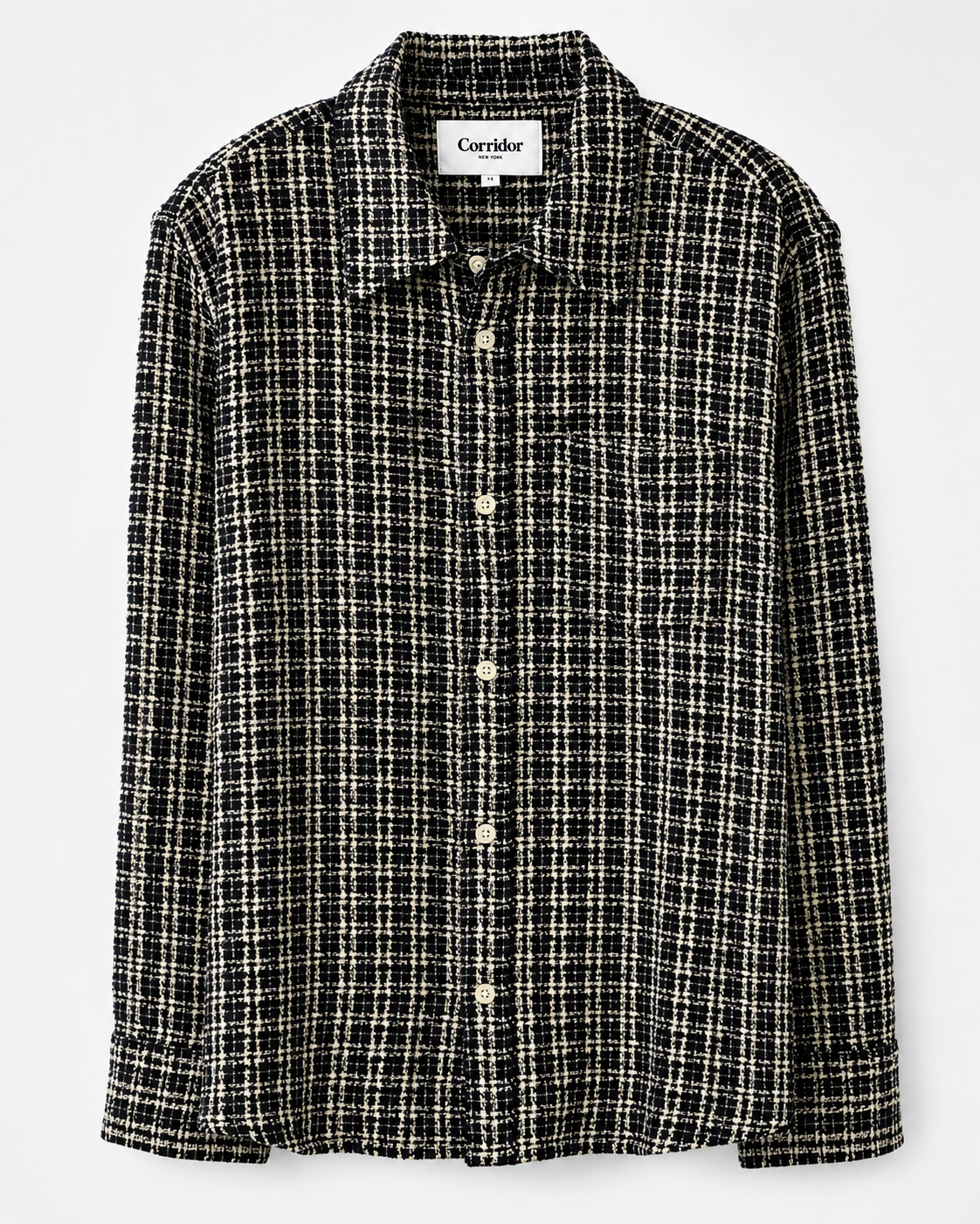 CORRIDOR REVERSE TWEED SNOW CHECK SHIRT IN BLUE