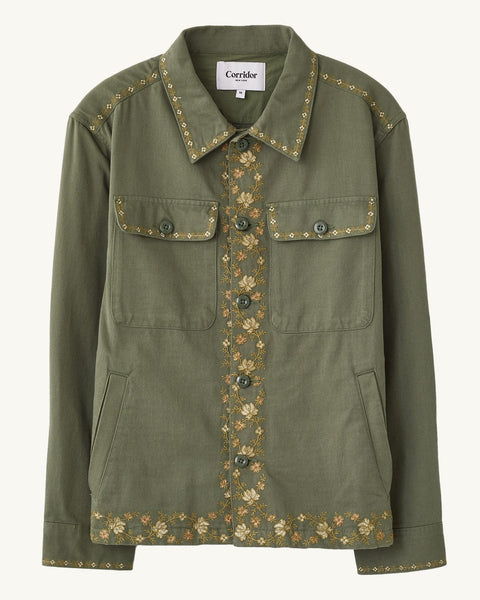 CORRIDOR EMBROIDERED MILITARY JACKET IN OLIVE in OLIVE — main product view
