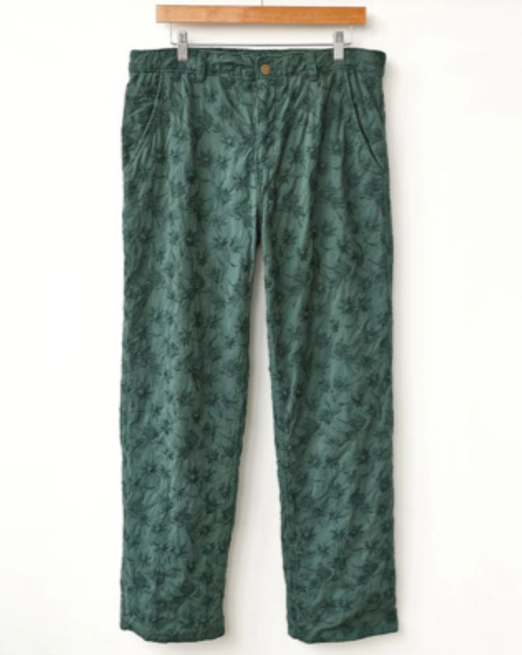 CORRIDOR FLORAL EMBROIDERED TROUSER IN GREEN in GREEN — main product view