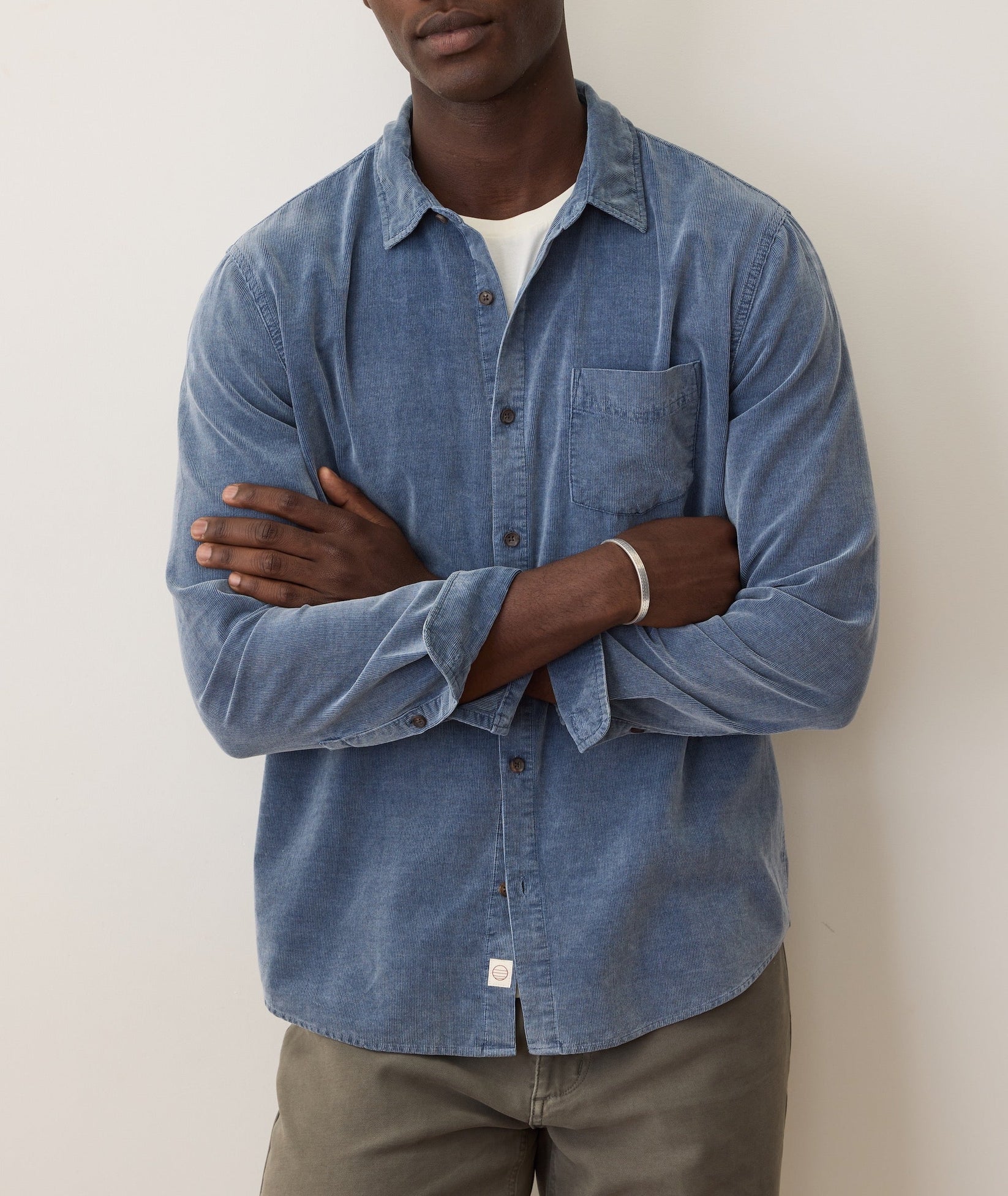MARINE LAYER LIGHTWEIGHT CORDUROY SHIRT IN INDIGO in INDIGO — view 2