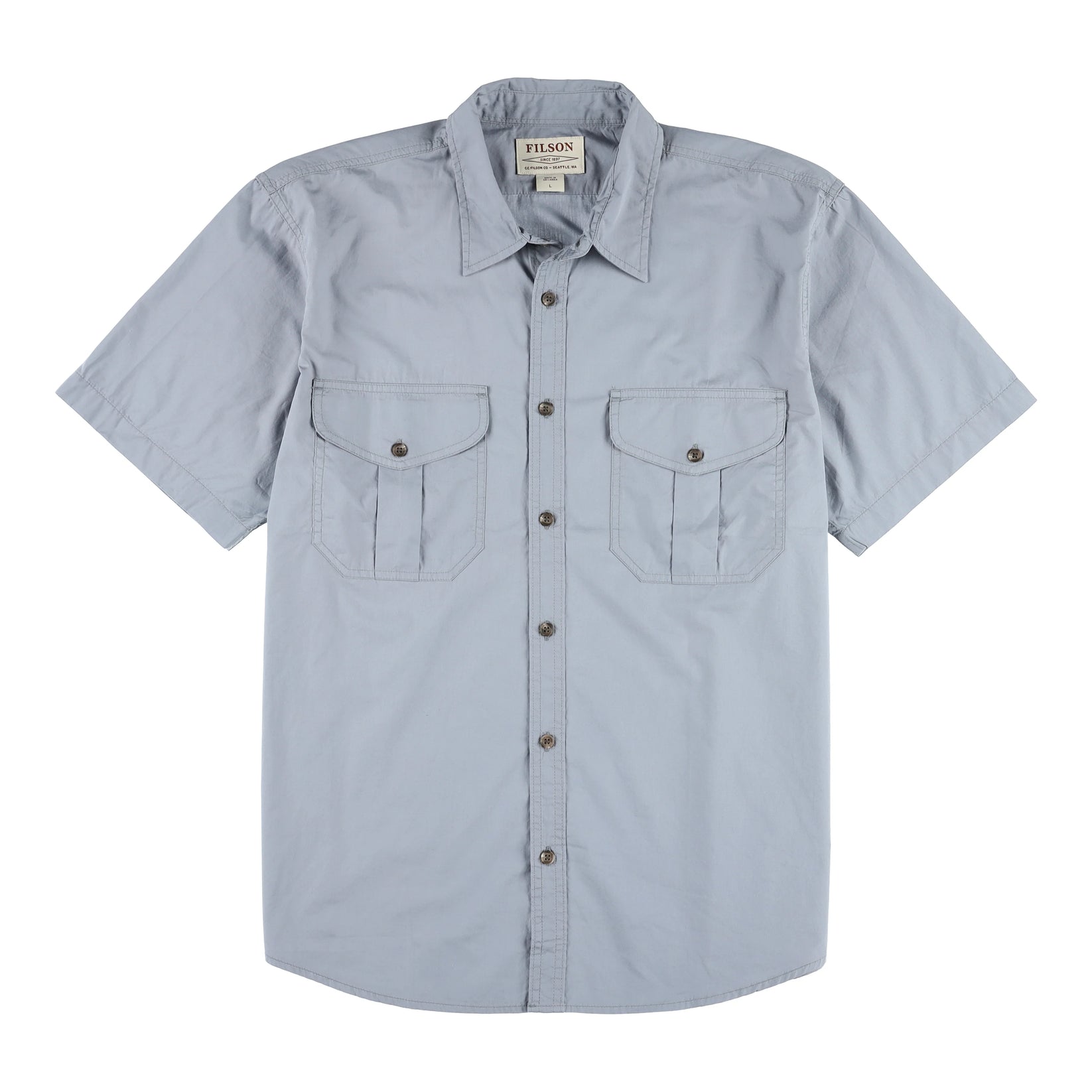 FILSON SHORT SLEEVE FEATHER CLOTH SHIRT IN SMOKE BLUE in SMOKE BLUE — main product view