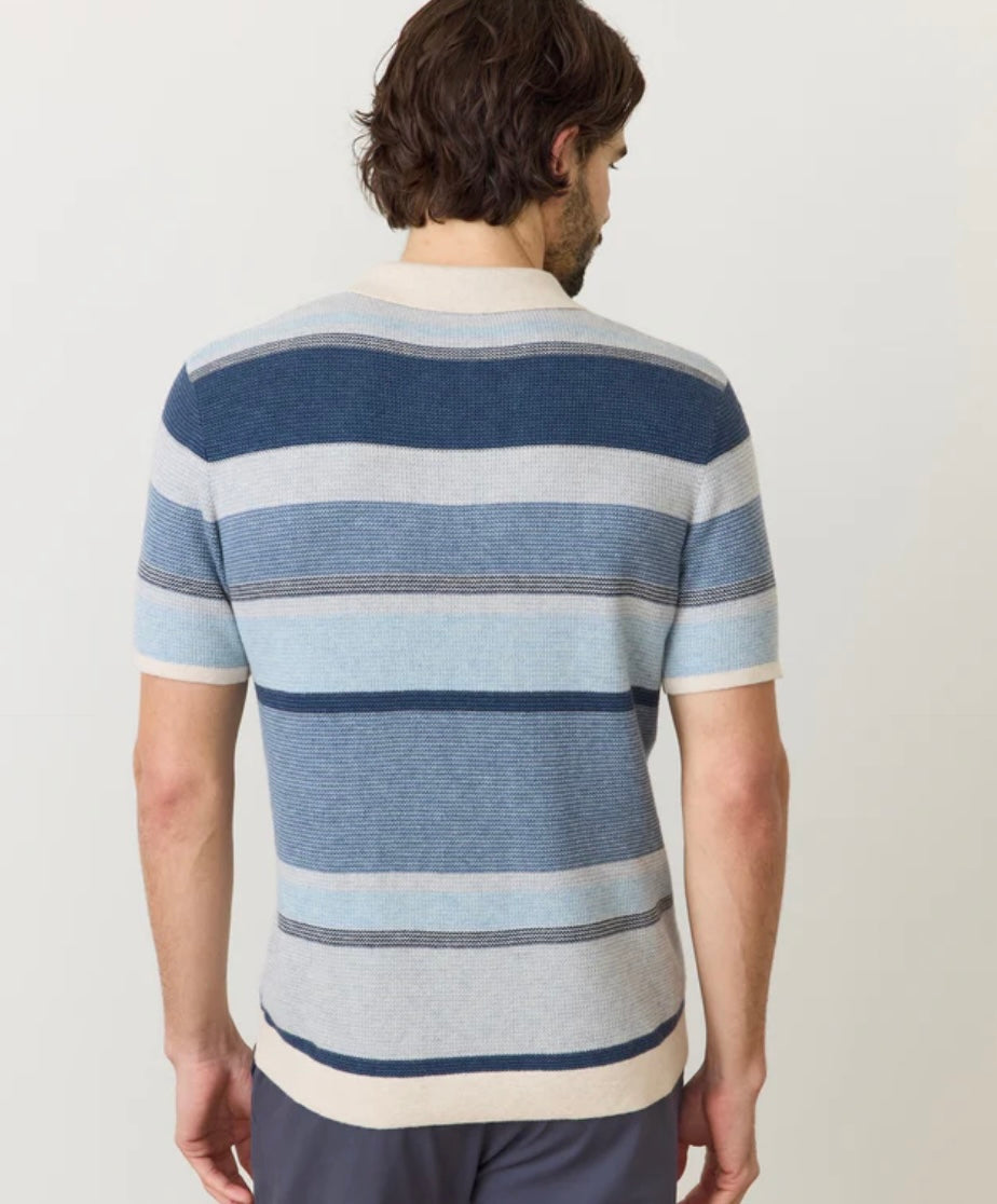 MARINE LAYER LIAM SWEATER POLO IN BLUE MULTI in BLUE MULTI — view 3