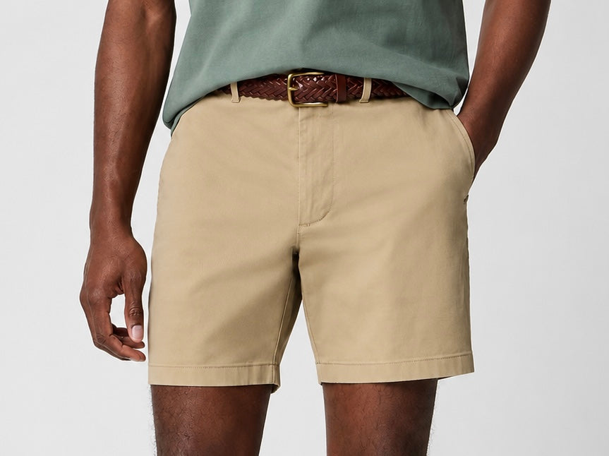 J CREW 7” FLEX CHINO SHORT IN KHAKI