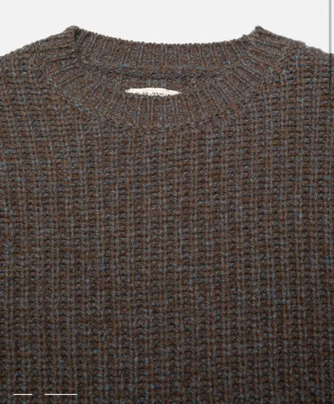 NUDIE JEANS AUGUST CHUNKY KNIT CREW NECK IN BROWN in BROWN — view 2