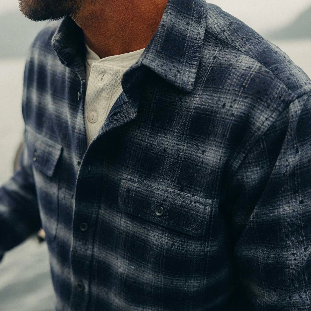 TAYLOR STITCH YOSEMITE SHIRT IN NAVY SHADOW PLAID in NAVY SHADOW PLAID — view 4