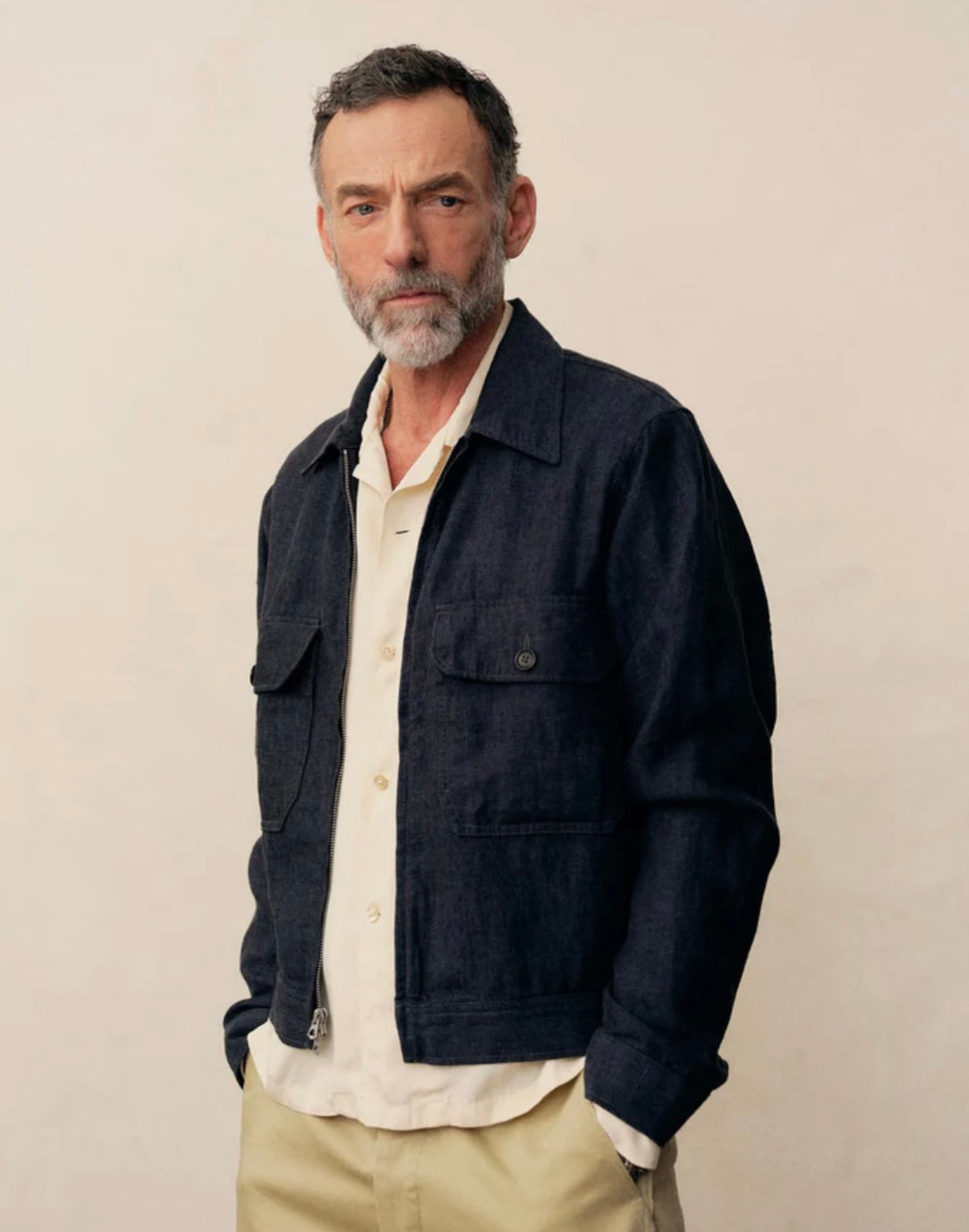 BUCK MASON LOOMED LINEN STATION JACKET IN NAVY in NAVY — view 2