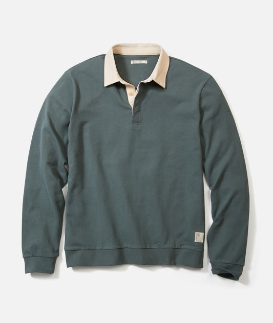Marine Layer Sueded Rugby Polo In Balsam Green