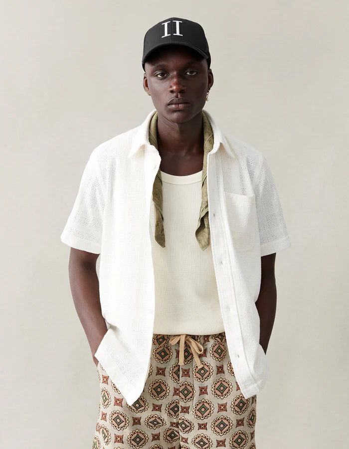LES DEUX CHARLIE SS KNIT SHIRT IN LIGHT IVORY in LIGHT IVORY — view 3