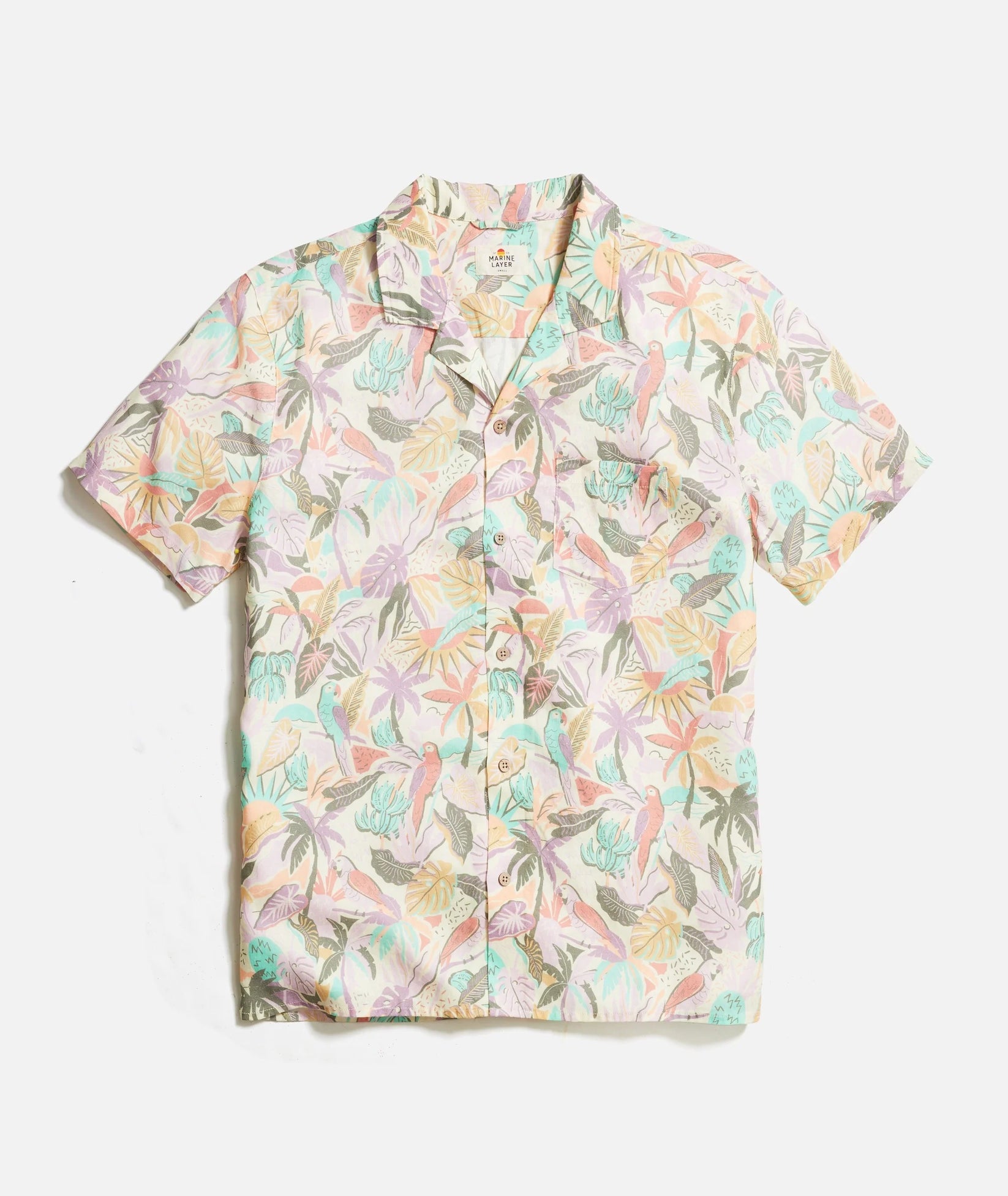 MARINE LAYER TENCEL LINEN RESORT SHIRT IN BRIGHT CABANA in BRIGHT CABANA — main product view