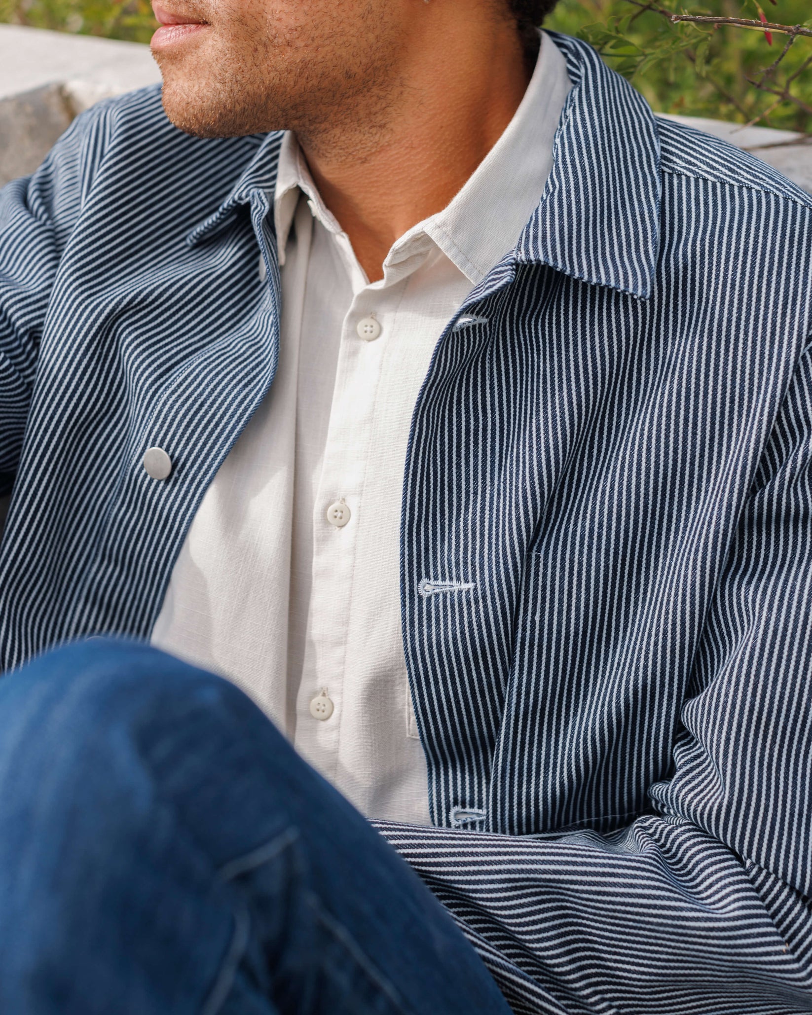 ALEX CRANE DENIM KITE JACKET IN INDIGO LINES in INDIGO LINES — view 2