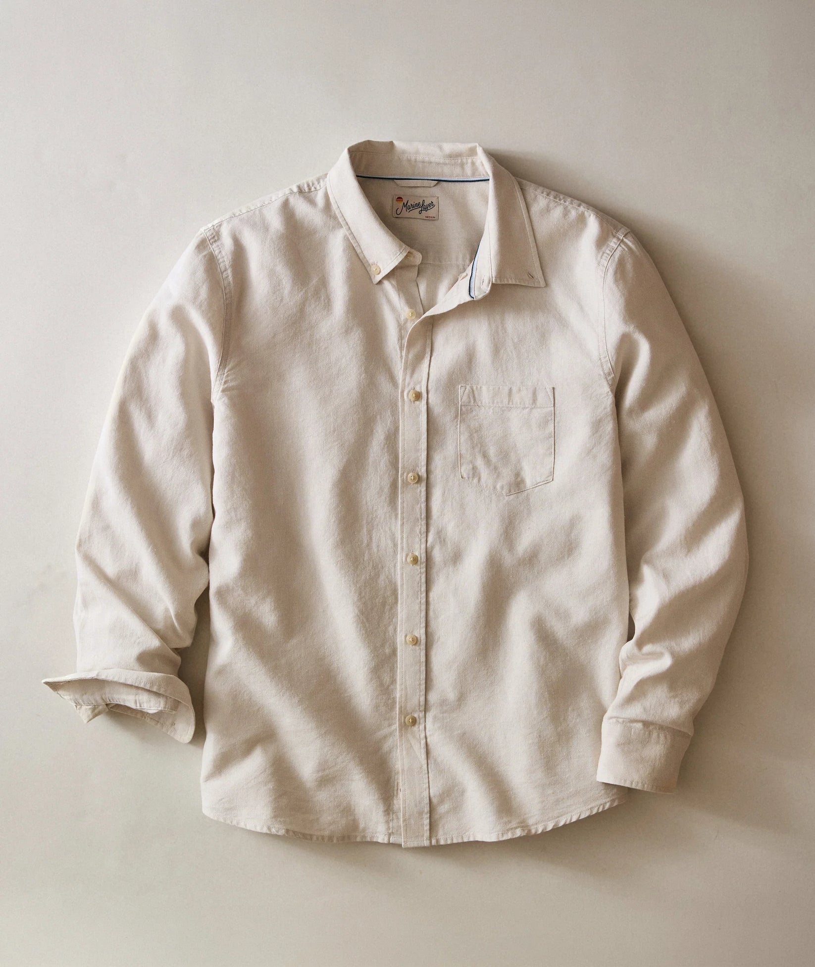 MARINE LAYER BETTER-THAN-LINEN SHIRT IN FLAX in FLAX — main product view