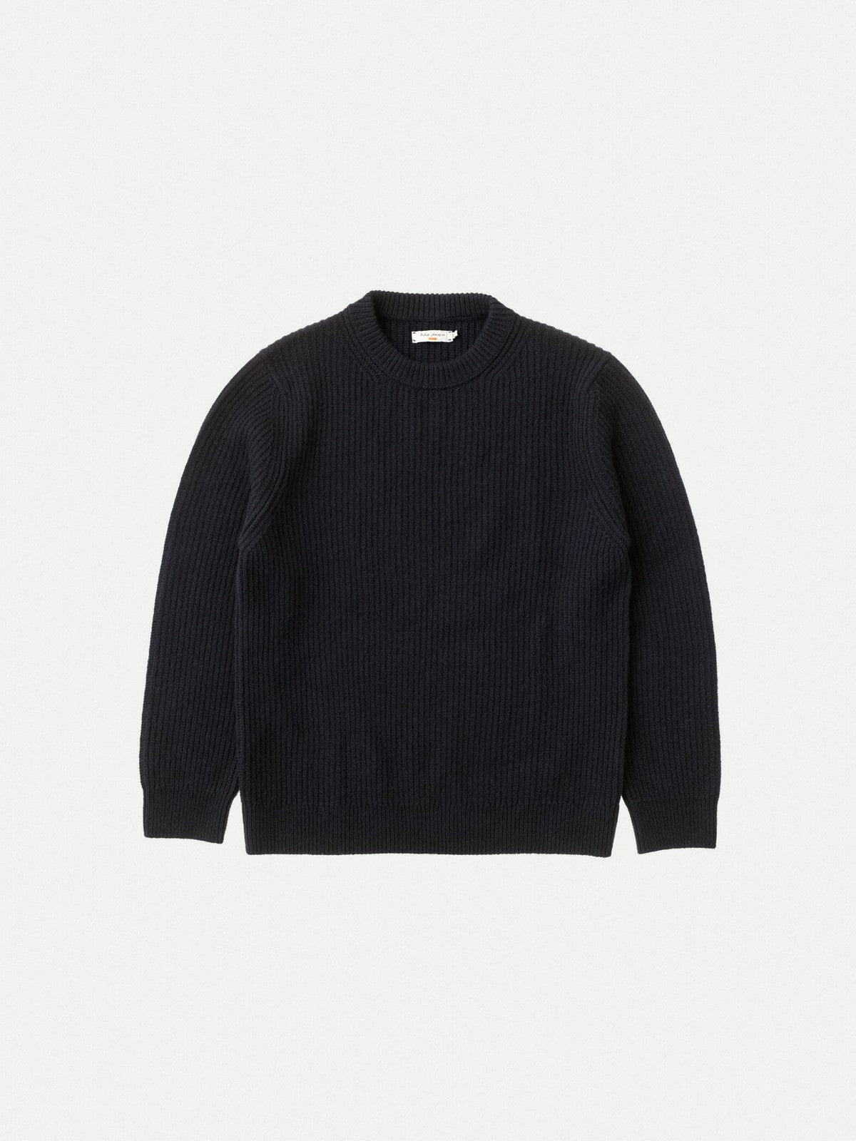 NUDIE JEANS AUGUST RIB WOOL SWEATER IN NAVY in NAVY — view 2