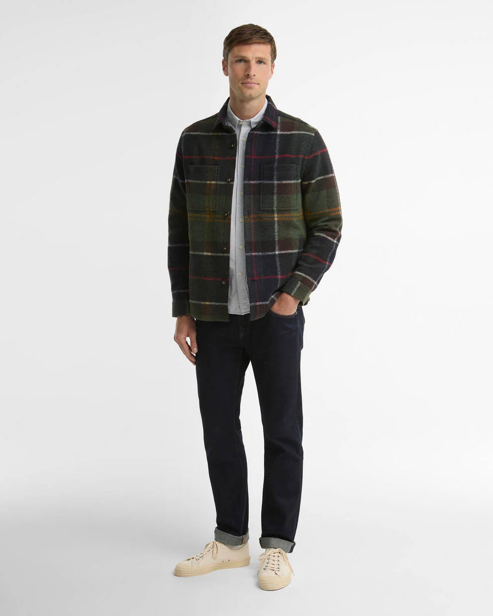 BARBOUR WOODLANE BRUSHED CHECK OVERSHIRT IN CLASSIC TARTAN