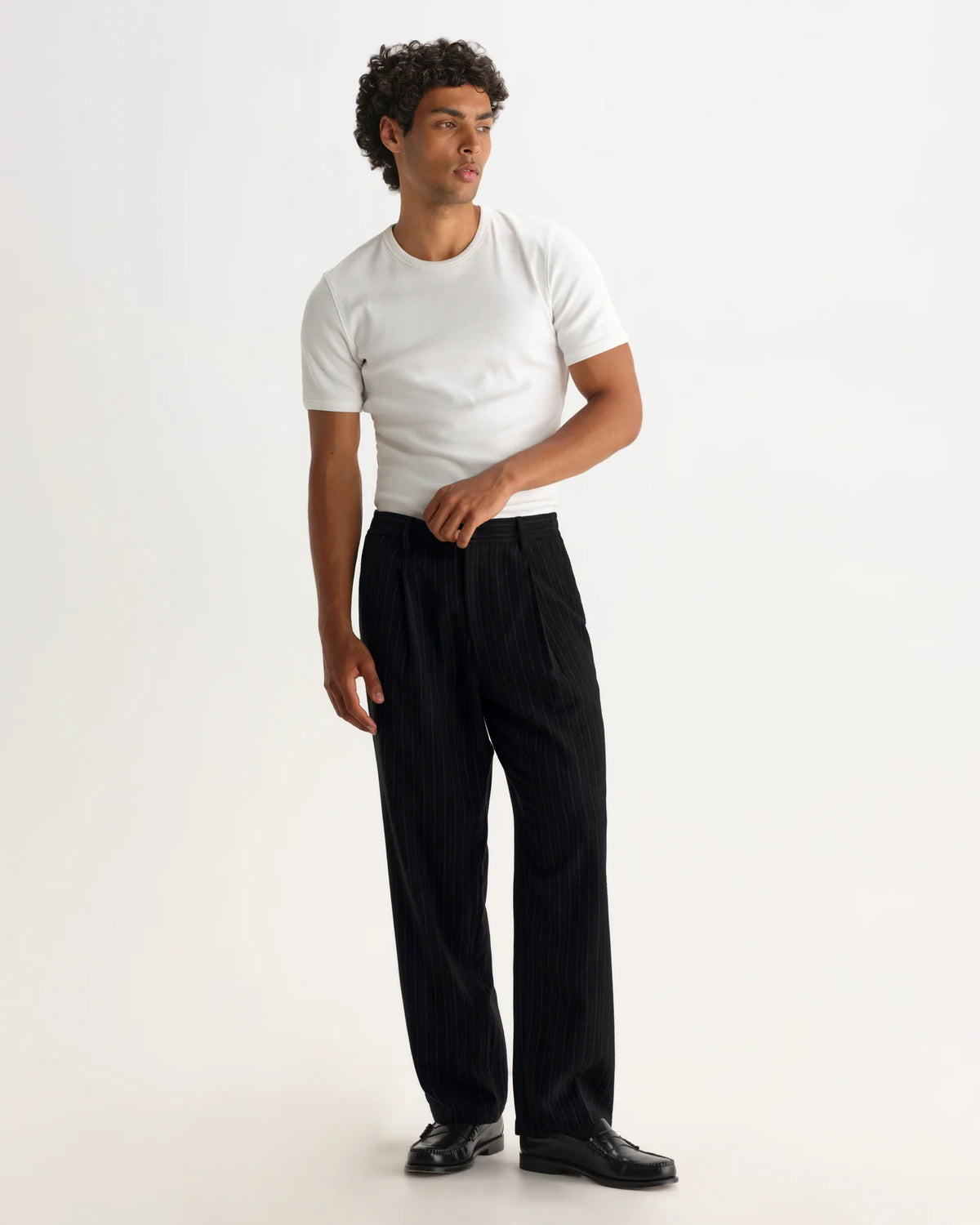 WAX LONDON MALHAM LINEN TROUSER IN FLANNEL STRIPE