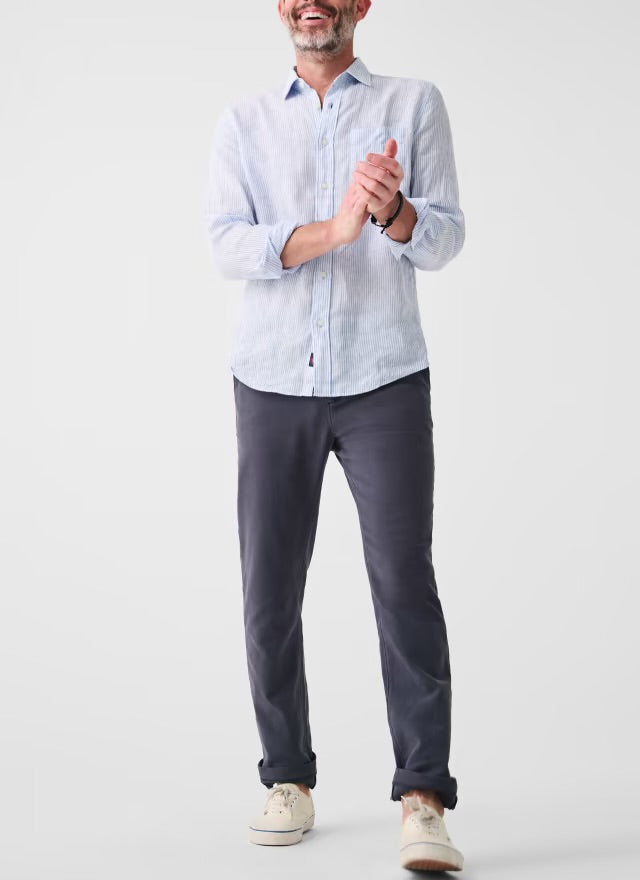 FAHERTY LINEN LAGUNA SHIRT IN SUMMER CLASSIC STRIPE in SUMMER CLASSIC STRIPE — view 3