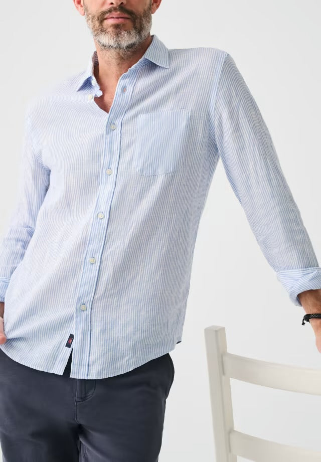 FAHERTY LINEN LAGUNA SHIRT IN SUMMER CLASSIC STRIPE in SUMMER CLASSIC STRIPE — main product view