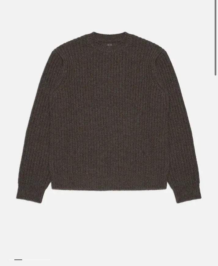 NUDIE JEANS AUGUST CHUNKY KNIT CREW NECK IN BROWN