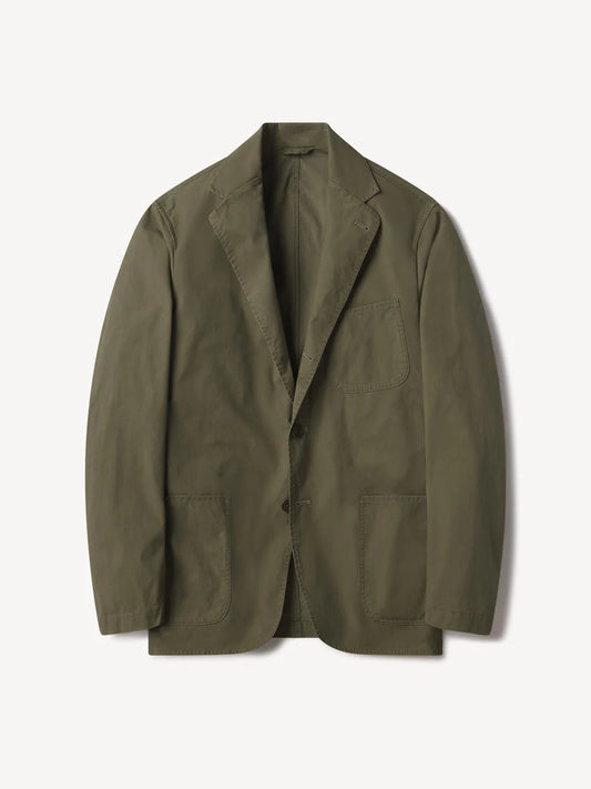 BUCK MASON PARACHUTE POPLIN CARRY-ON JACKET IN TANKER GREEN VENICE WASH