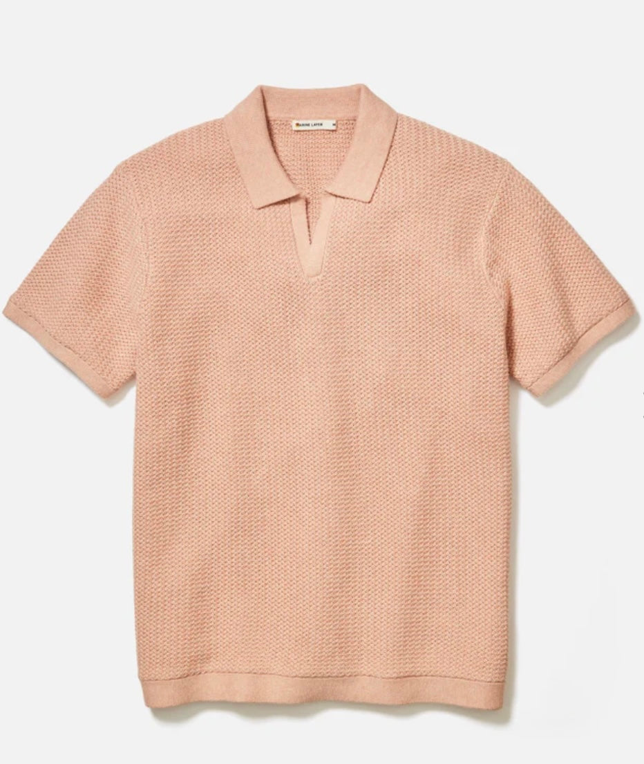 MARINE LAYER CONRAD SWEATER POLO IN RAW EARTH in RAW EARTH — main product view