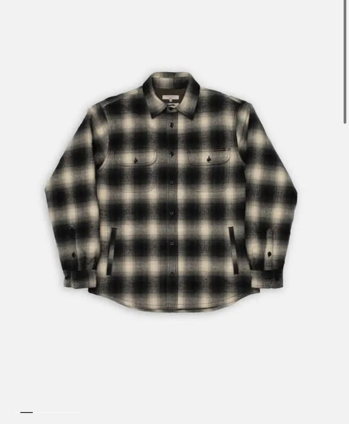 NUDIE JEANS GLENN PADDED SHADOW CHECK SHIRT IN BLACK