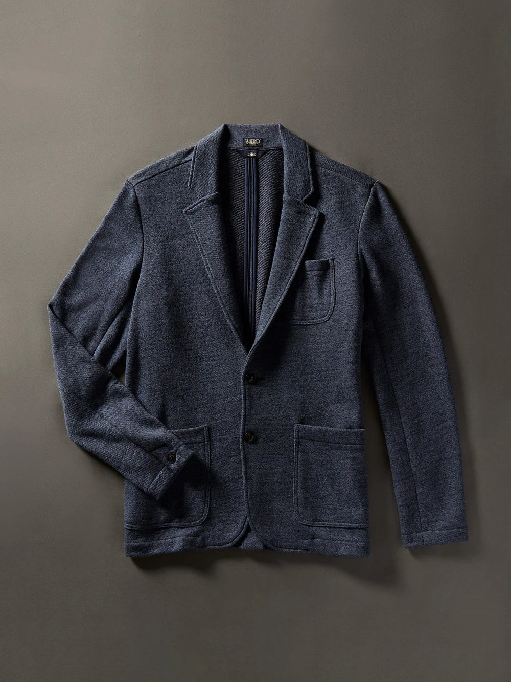 FAHERTY INLET KNIT BLAZER IN DEEP NAVY MELANGE in DEEP NAVY MELANGE — main product view