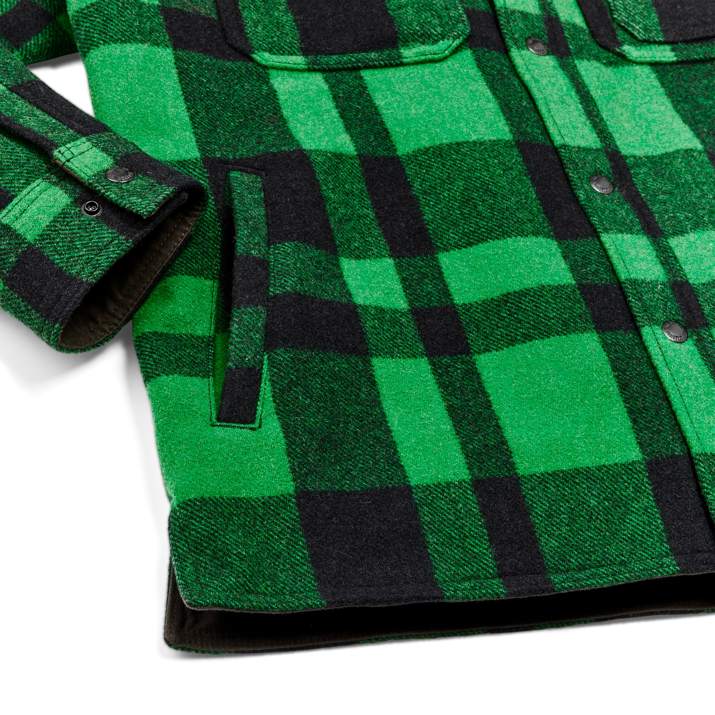 FILSON LINED MACKINAW WOOL JAC SHIRT IN ACID GREEN