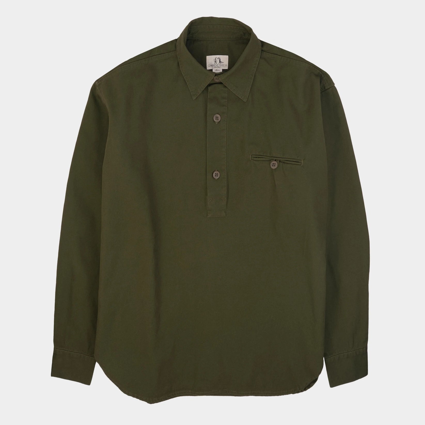GARDENHEIR WASHED COTTON GARDENING SMOCK NO. 2 IN OLIVE in OLIVE — main product view