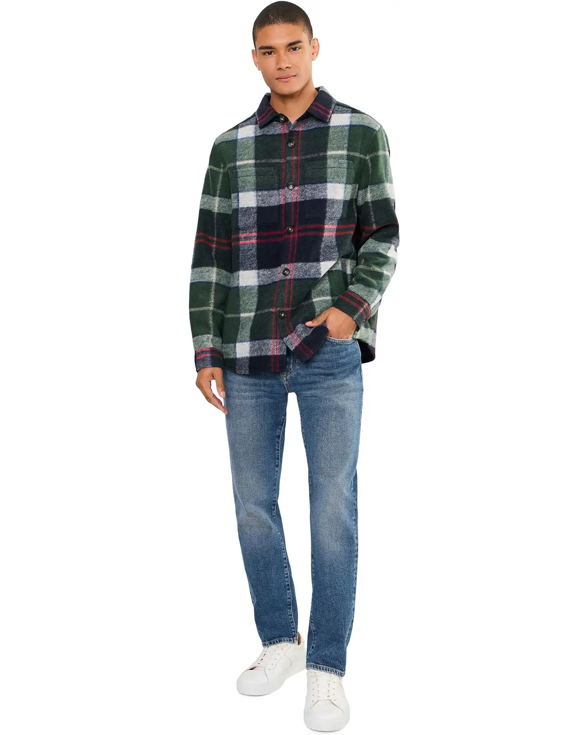 BARBOUR WOODLANE BRUSHED CHECK OVERSHIRT IN EVERGREEN TARTAN