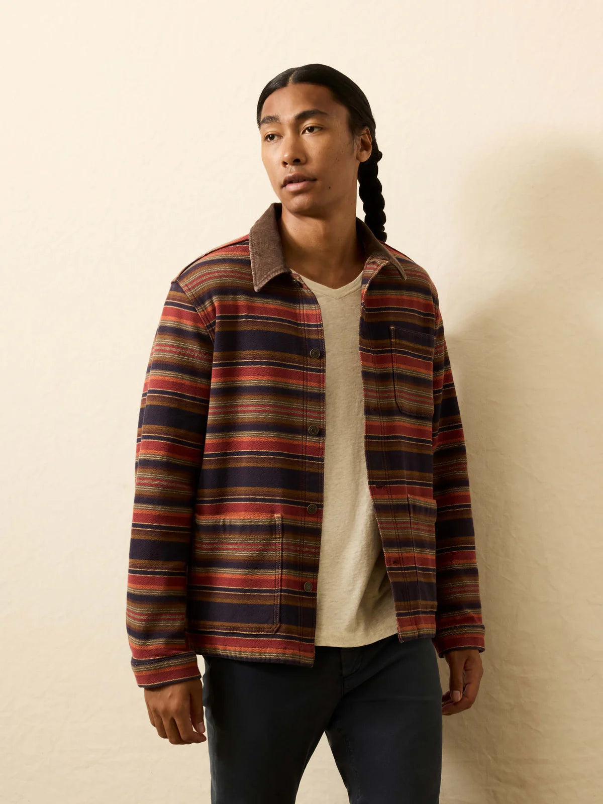 FAHERTY HIGH RIDGE TWILL STUDIO JACKET IN NIGHT TIME FIRE in NIGHT TIME FIRE — main product view