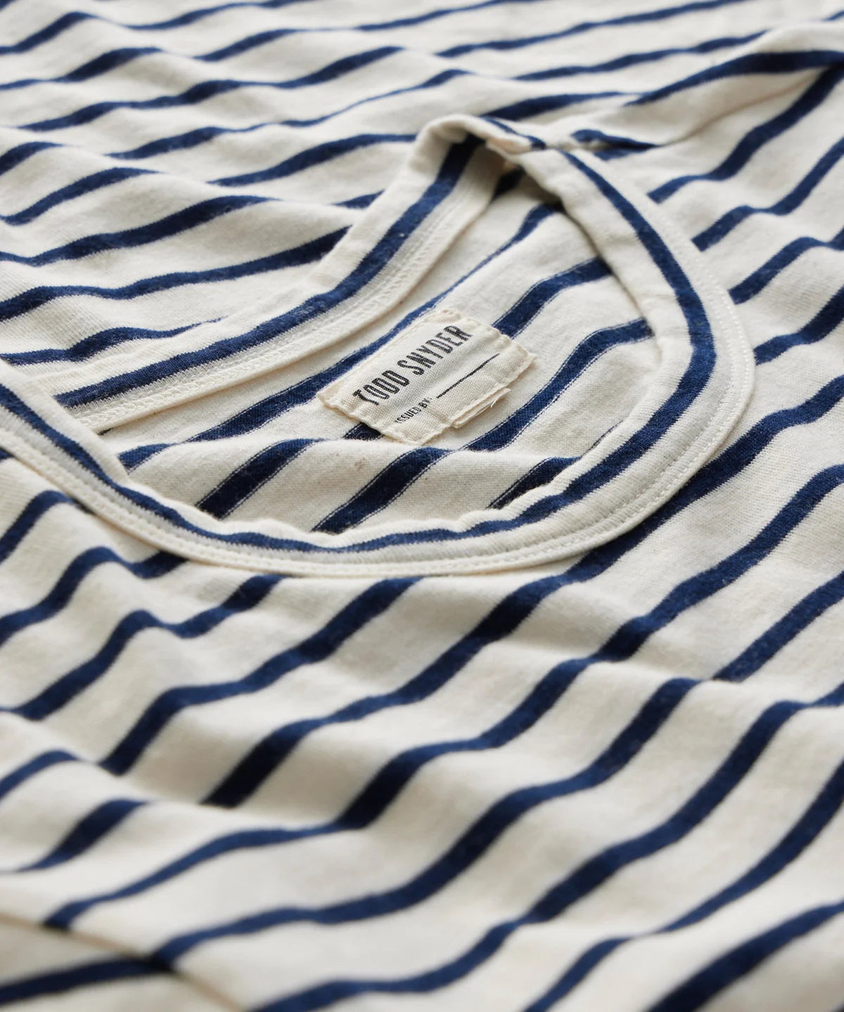 TODD SNYDER ISSUED BY: JAPANESE NAUTICAL STRIPE SHORT SLEEVE TEE IN WHITE in WHITE — view 3