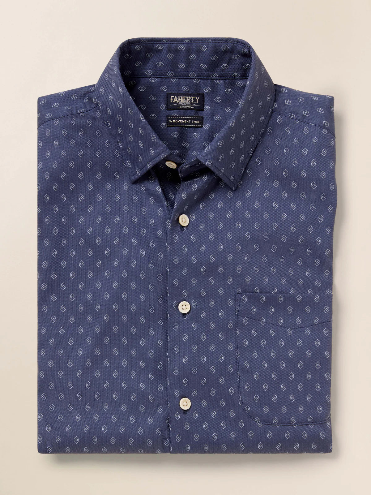 FAHERTY MOVEMENT SS SHIRT IN NAVY DUSK DIAMOND in NAVY DUSK DIAMOND — main product view