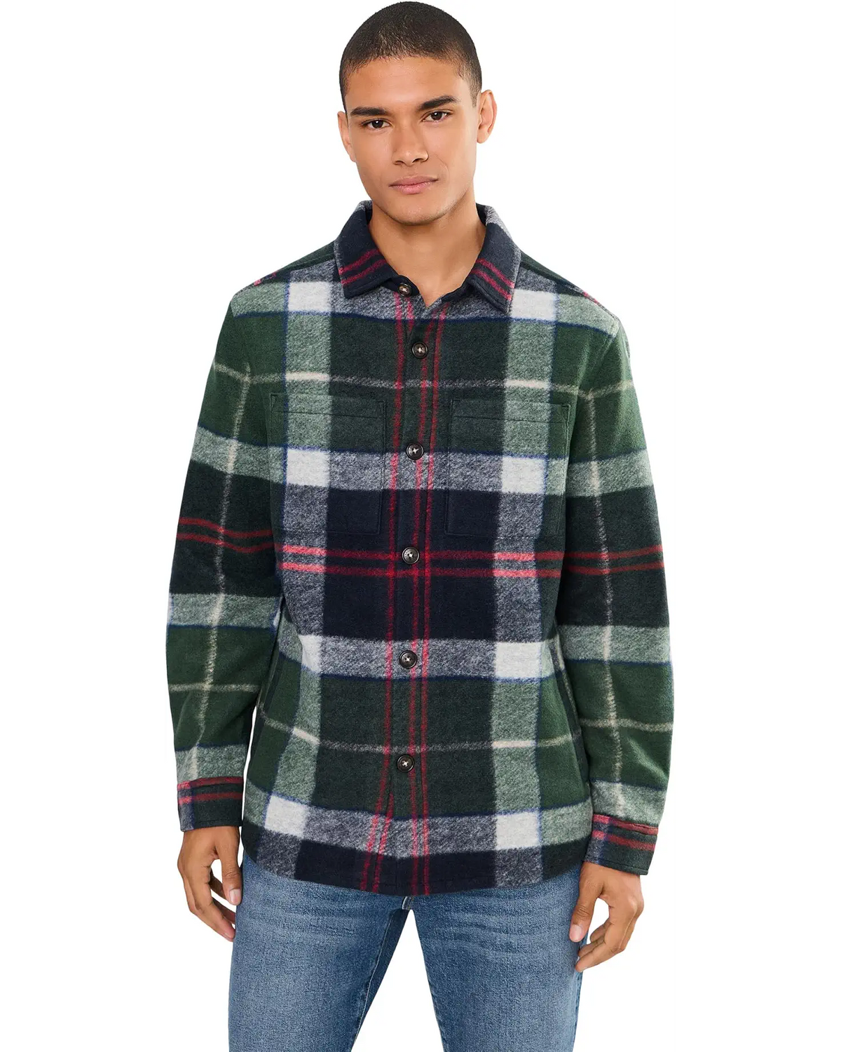 BARBOUR WOODLANE BRUSHED CHECK OVERSHIRT IN EVERGREEN TARTAN
