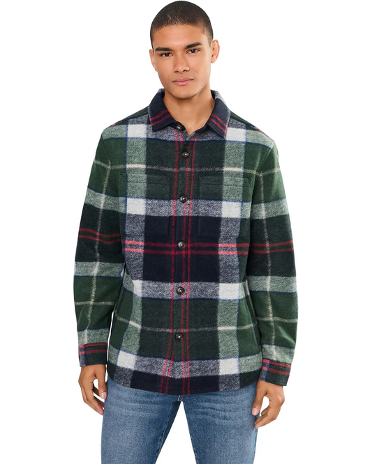 BARBOUR WOODLANE BRUSHED CHECK OVERSHIRT IN EVERGREEN TARTAN